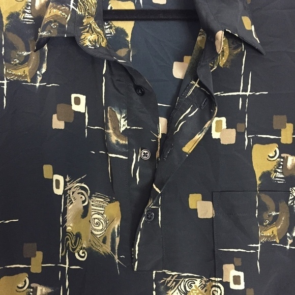 Fulton Street Shirt Mens 1X Banded Popover Abstract Print Quarter Button Front - Picture 5 of 10